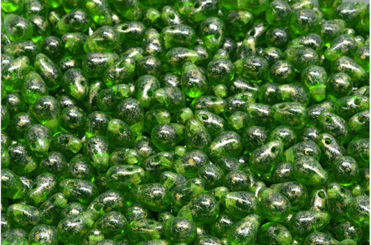 Drop Beads, Emerald Green 34302 (50120-34302), Glass, Czech Republic