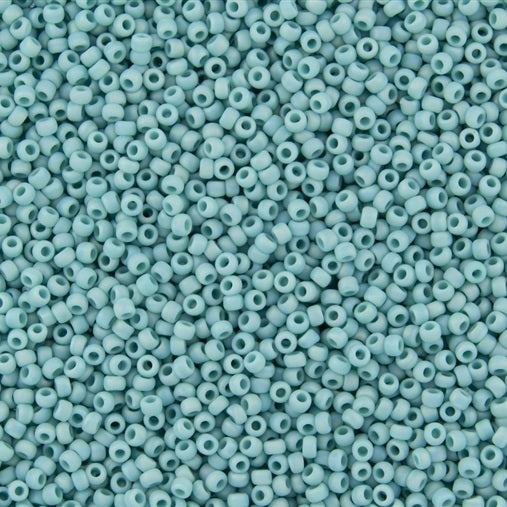 TOHO Round Seed Beads Rocailles, Opaque Rainbow Frosted Turquoise (# 413F), Glass, Japan