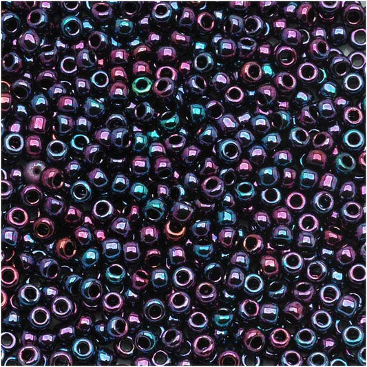 TOHO Round Seed Beads Rocailles, Higher Metallic Iris Violet (# 504), Glass, Japan