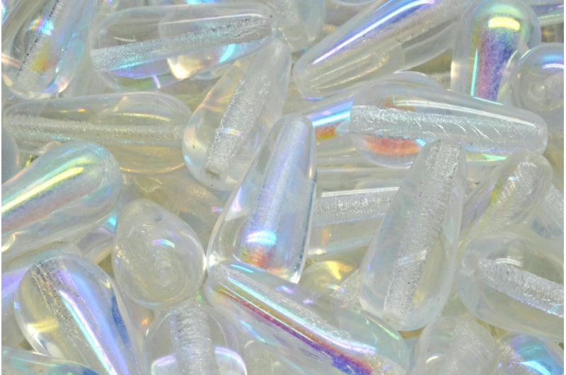 OUTLET 10 Gramm Tropfenperlen, Crystal Ab (00030-28701), Glas, Tschechische Republik