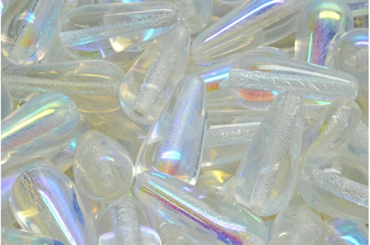 OUTLET 10 Gramm Tropfenperlen, Crystal Ab (00030-28701), Glas, Tschechische Republik