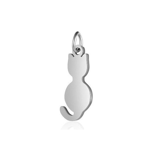 Pendant - cat, approx. 17 x 8 mm, Stainless Steel 304