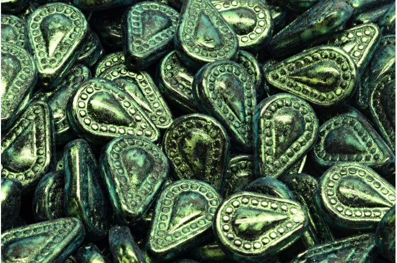 Filigree Teardrop Beads, Black 86922 (23980-86922), Glass, Czech Republic