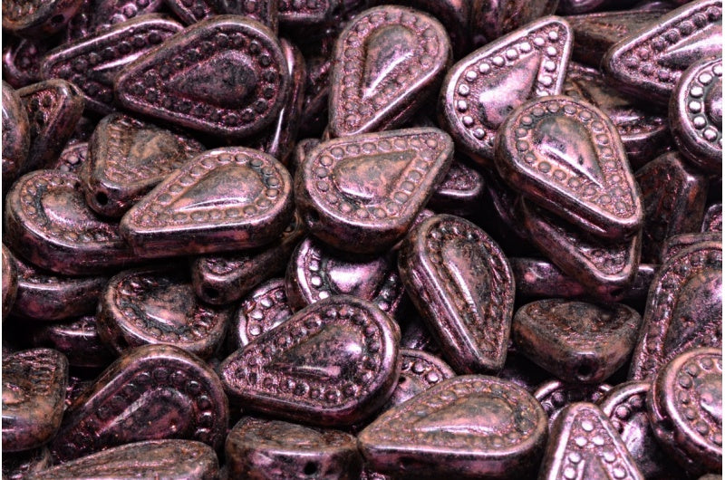 Filigree Teardrop Beads, Black 86944 (23980-86944), Glass, Czech Republic