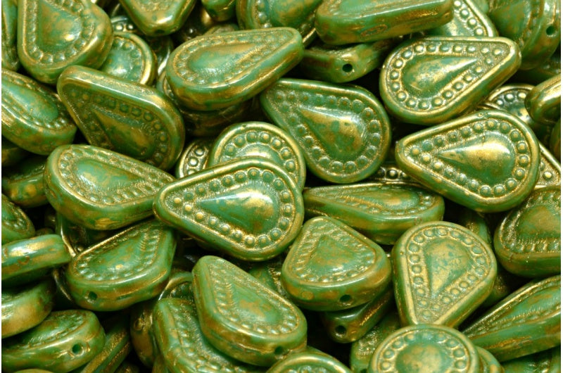 Filigree Teardrop Beads, Turquoise 86720 (63130-86720), Glass, Czech Republic