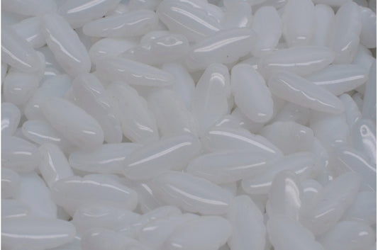 Serrated Dagger Beads, White (02010), Glass, Czech Republic
