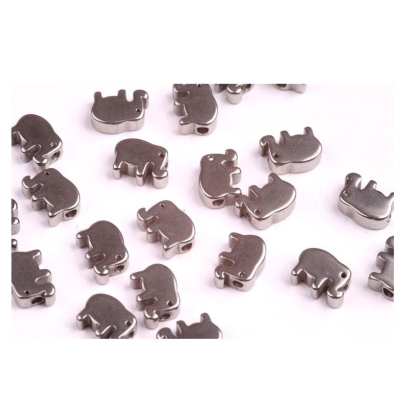 Decorative piece - elephant, approx. 9x7 mm, hole diameter approx. 1.6 mm, Stainless Steel 304