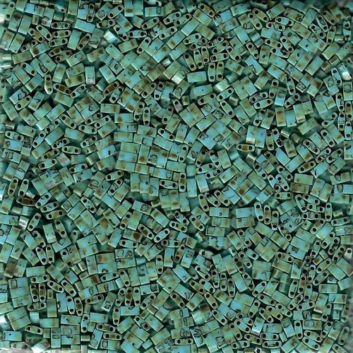 Miyuki Tila / Half Tila / Quater Tila 2-hole Beads, Picasso Opaque Seafoam Green (# 4514), Glass, Japan