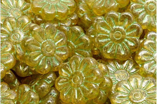 Daisy Flower Bead, R0103 43813 Hellgelb (R0103-43813-34302), Glas, Tschechische Republik