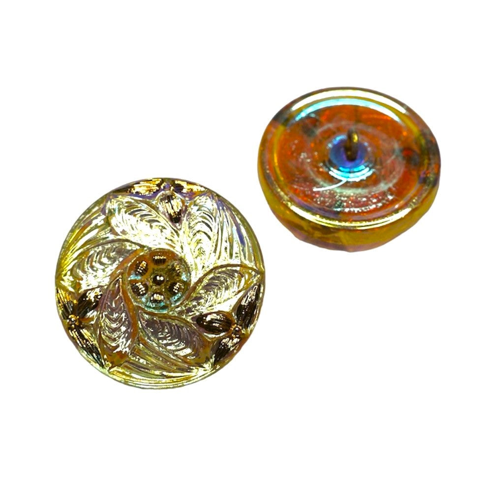 1 件手绘玻璃纽扣，带装饰，尺寸 12（27 毫米），玻璃，捷克共和国