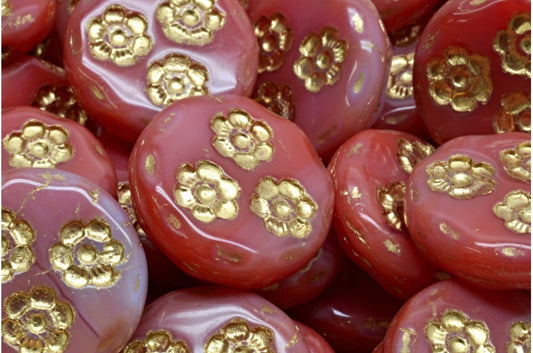 Pressed Beads, 91111 Gold Lined (91111-54302), Glass, Czech Republic