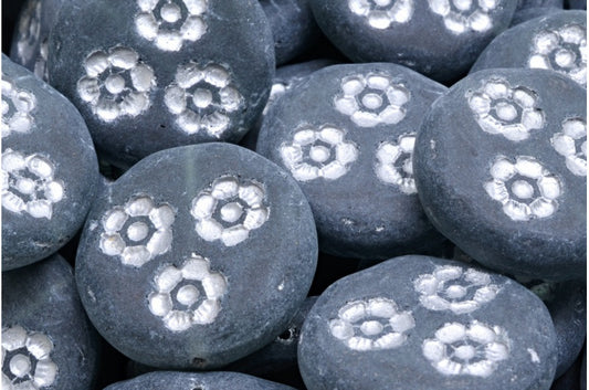 Gepresste Perlen, Hellblau mit Silber gefüttert, matt (30310-54301-84100), Glas, Tschechische Republik