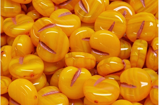 OUTLET 10 grams Apple Shaped Beads, Orange Red Lined (81240-54310), Glass, Czech Republic