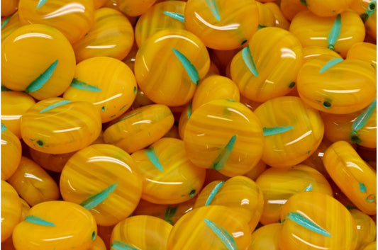 OUTLET 10 grams Apple Shaped Beads, Orange Teal Lined (81240-54316), Glass, Czech Republic