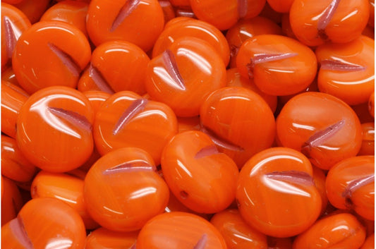 Gepresste Perlen, orangerot gefüttert (81260-54310), Glas, Tschechische Republik
