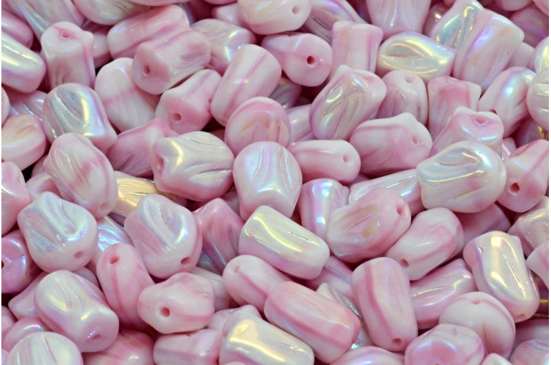 迷你郁金香珠，粉色 Ab Full（2X 侧面）（07724-28703），玻璃，捷克共和国