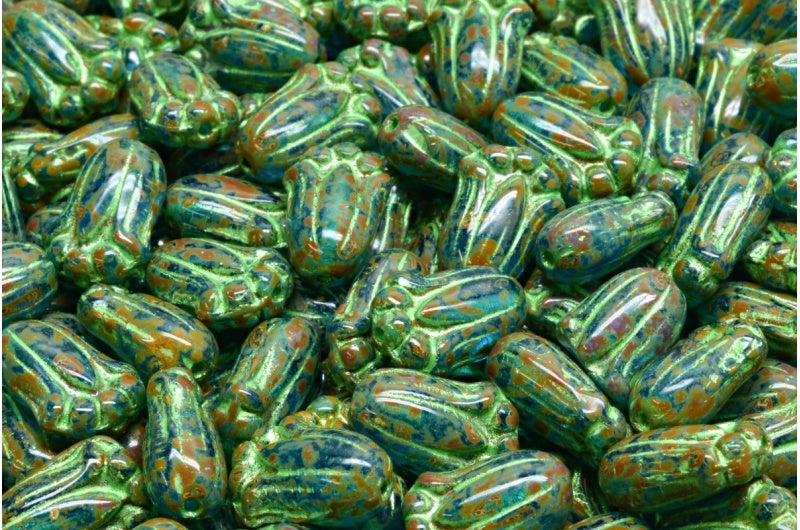 郁金香花蕾珠，透明水绿色石灰华 43813 (60040-86800-43813)，玻璃，捷克共和国
