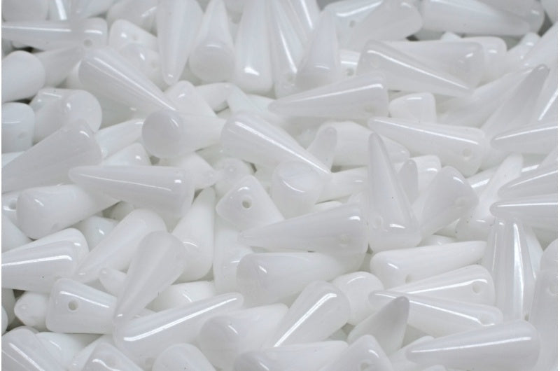 奥特莱斯 10克尖刺珠，5 x 13毫米，白色（02010），玻璃，捷克共和国