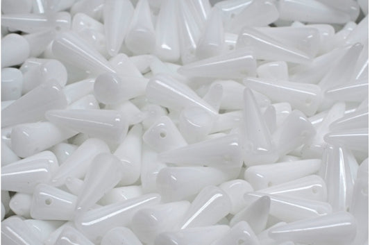 奥特莱斯 10克尖刺珠，5 x 13毫米，白色（02010），玻璃，捷克共和国