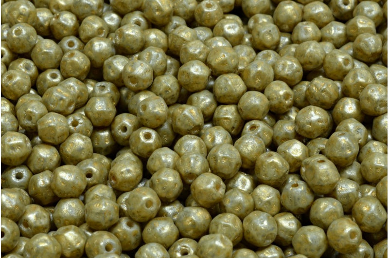 Pressed Beads, White Opal 84312 86720 (02020-84312-86720), Glass, Czech Republic