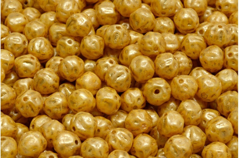 Pressed Beads, White Opal 84302 86720 (02020-84302-86720), Glass, Czech Republic