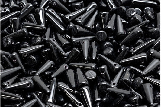 Spike Beads, Black (23980), Glass, Czech Republic