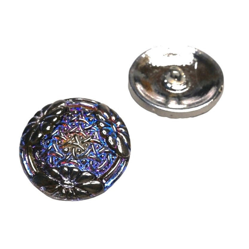 1個 手描きガラスボタン（飾り付き）、サイズ12（27 mm）、ガラス、チェコ共和国