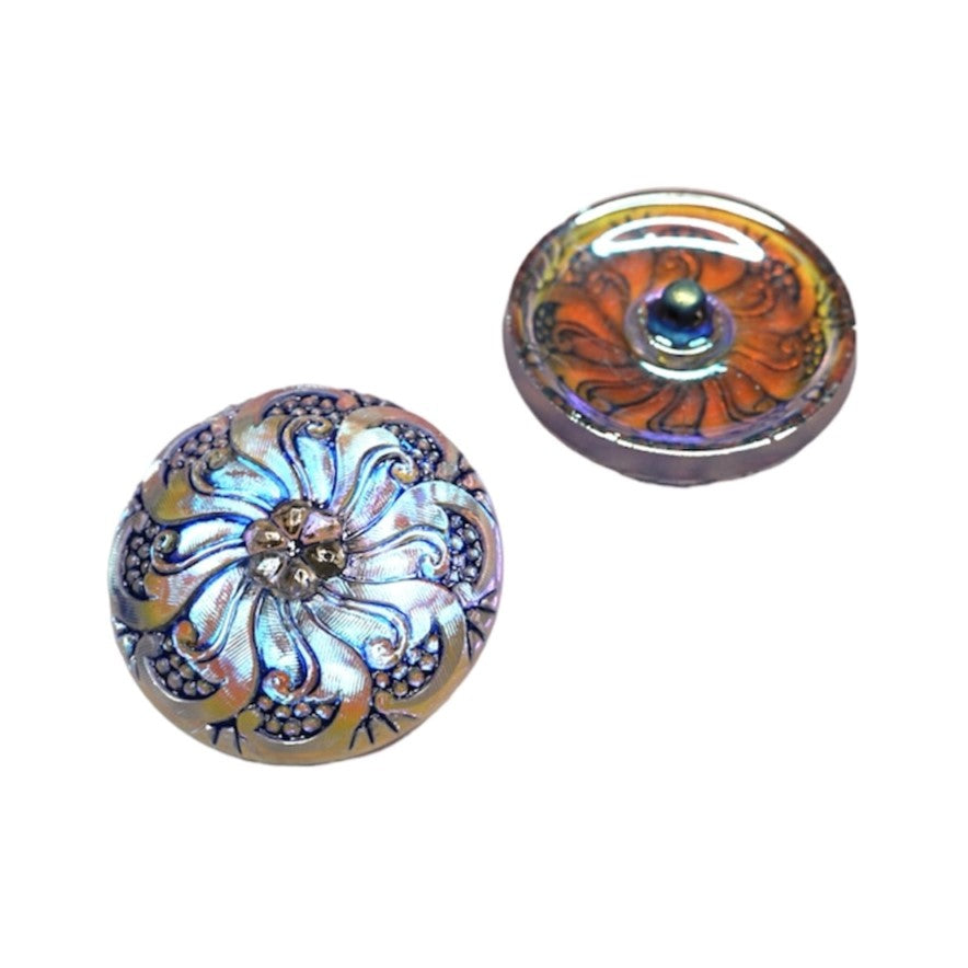 1 件手绘玻璃纽扣，带装饰，尺寸 12（27 毫米），玻璃，捷克共和国