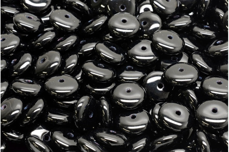 Space Disk Beads, Black (23980), Glass, Czech Republic