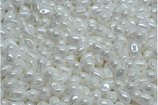 Drop Beads, White Opal 21402 (02020-21402), Glass, Czech Republic