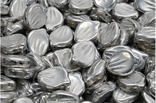 OUTLET 10 克牡丹花瓣珠，9 x 12 毫米，水晶银（00030-27000），玻璃，捷克共和国