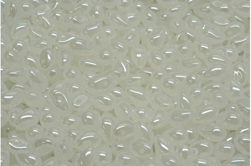 Drop Beads, White 21402 (02010-21402), Glass, Czech Republic