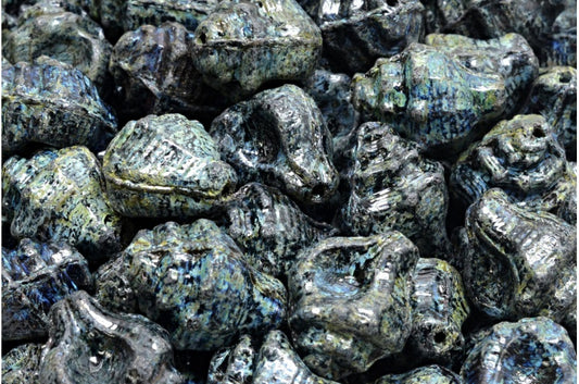 Murex Shell Beads, Black Travertin (23980-86800), Glass, Czech Republic