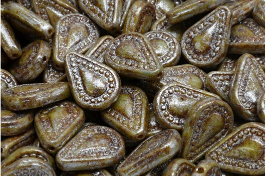 Filigree Teardrop Beads, R5363 Travertin 34301 (R5363-86800-34301), Glass, Czech Republic