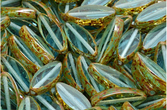 Table Cut Ship Flat Beads, Transparent Aqua Stain Strong (60010-86805), Glass, Czech Republic
