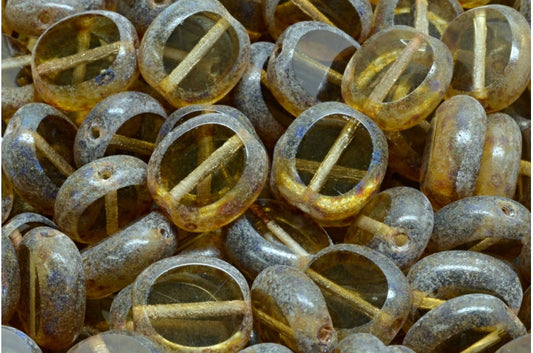 Table Cut Oval Beads, Gray Travertin (40010-86800), Glass, Czech Republic