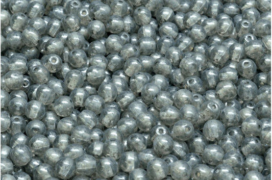 OUTLET 10 克圆形 Druck 珠子，4 x 4 毫米，水晶银溅 (00030-86790)，玻璃，捷克共和国