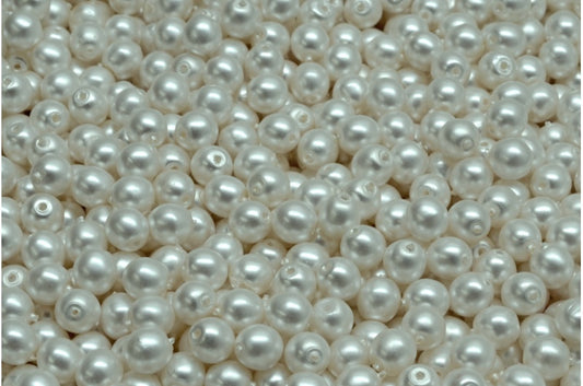 Round Druck Beads, White 70501 (02010-70501), Glass, Czech Republic