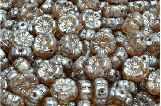 OUTLET 10 克锦葵花，水晶奶油光泽斑点 (00030-65321)，玻璃，捷克共和国