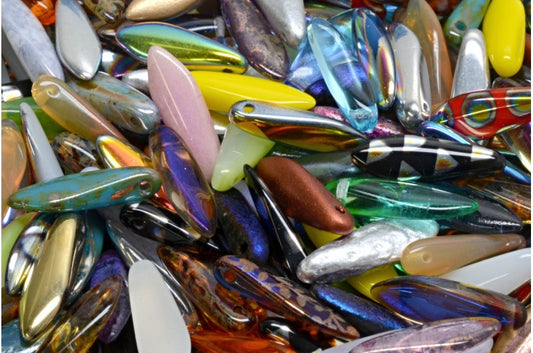 Dagger Beads, 1 Mixed Colors (00001-mix), Glass, Czech Republic