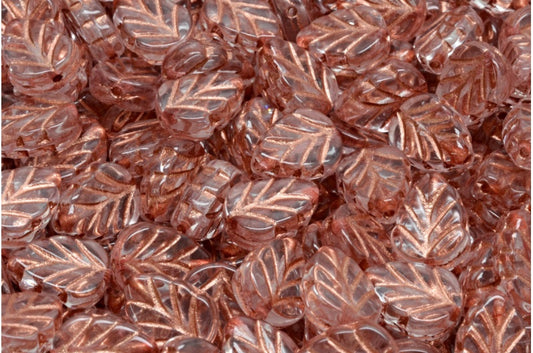 Mint Leaf Beads, Crystal Copper Lined (00030-54319), Glass, Czech Republic
