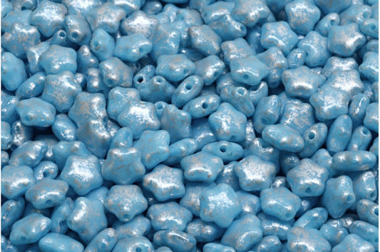 フラットスタービーズ、オパールアクアシルバースプラッシュ（61400-94400）、ガラス、チェコ共和国