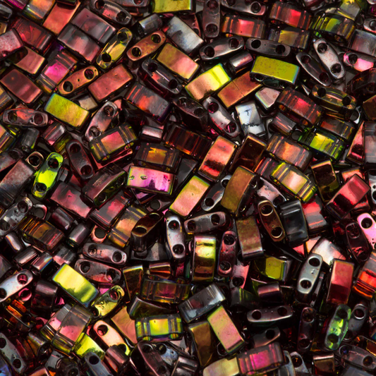 Miyuki Tila / Half Tila / Quater Tila 2-hole Beads, Magic Wine (HTL4573), Glass, Japan