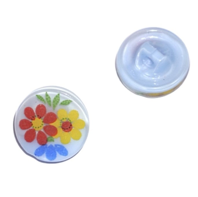 装飾付きハンドペイントガラスボタン2個、サイズ6（13.5 mm）、ガラス、チェコ共和国