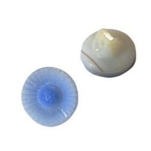 2 pcs Hand Painted Glass Buttons with ornament, size 6 (13.5 mm), Glass, Czech Republic