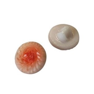 装飾付きハンドペイントガラスボタン2個、サイズ6（13.5 mm）、ガラス、チェコ共和国