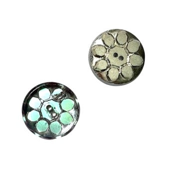 6 件手绘玻璃纽扣，带装饰，6 号（13.5 毫米），玻璃，捷克共和国