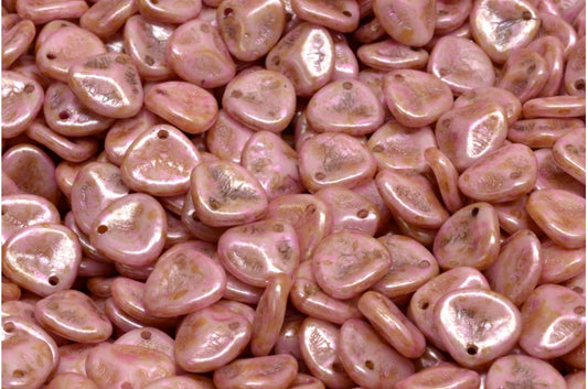 Rose Petal Beads, White Pink Beige Luster Spotted (02010-65323), Glass, Czech Republic