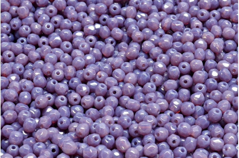OUTLET 10 grams Faceted Round Fire Polished Beads, 3 x 3 mm, Opal Dark Lavender (21010), Glass, Czech Republic