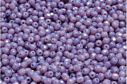 OUTLET 10 grams Faceted Round Fire Polished Beads, 3 x 3 mm, Opal Dark Lavender (21010), Glass, Czech Republic